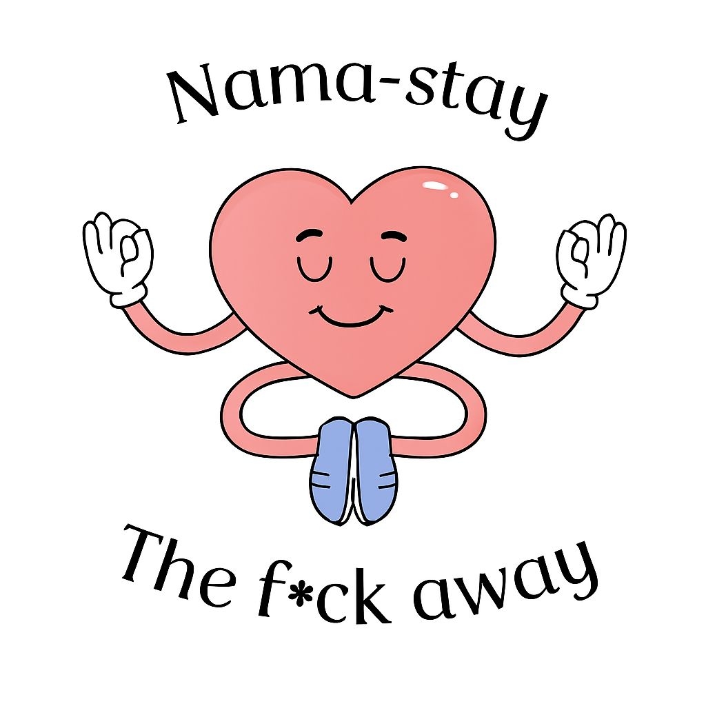 Playful Cartoon Heart with Nama-stay Text Illustration Sticker