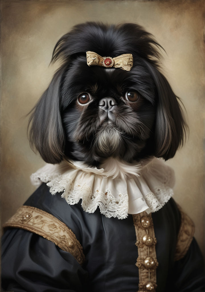 Portrait of an all-black shih tzu dog by Grazi Salvatori - Playground