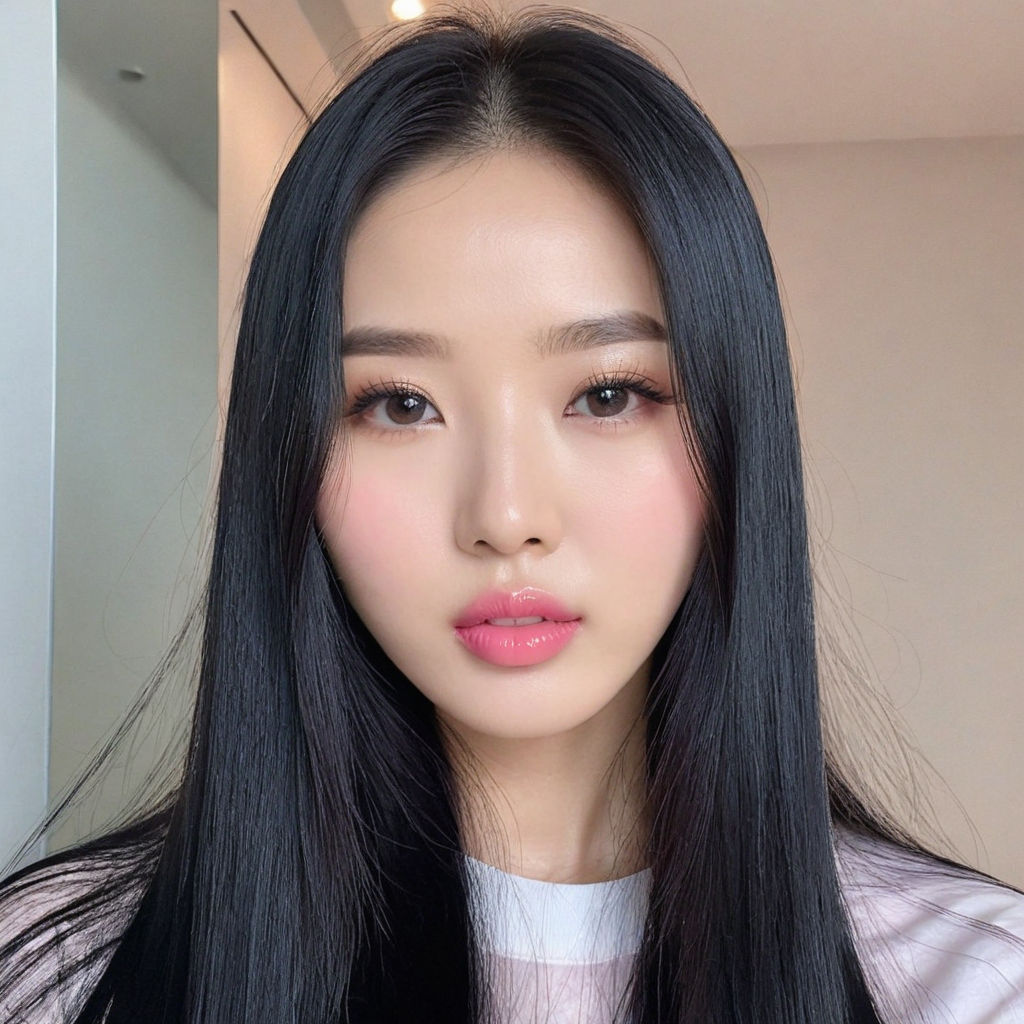 A cute Korean influencer woman with long black hair by 고수환 - Playground