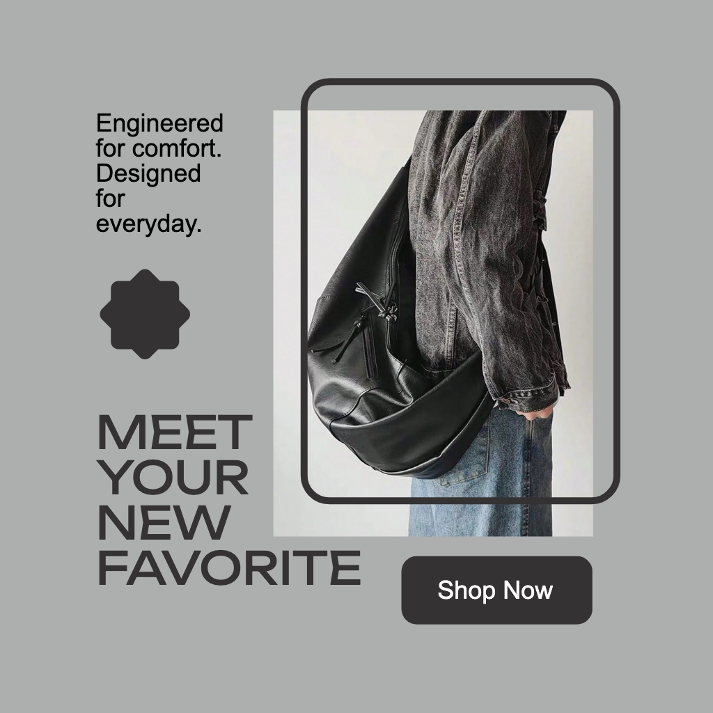 Modern Minimalist Leather Backpack Advertisement for Instagram Posts