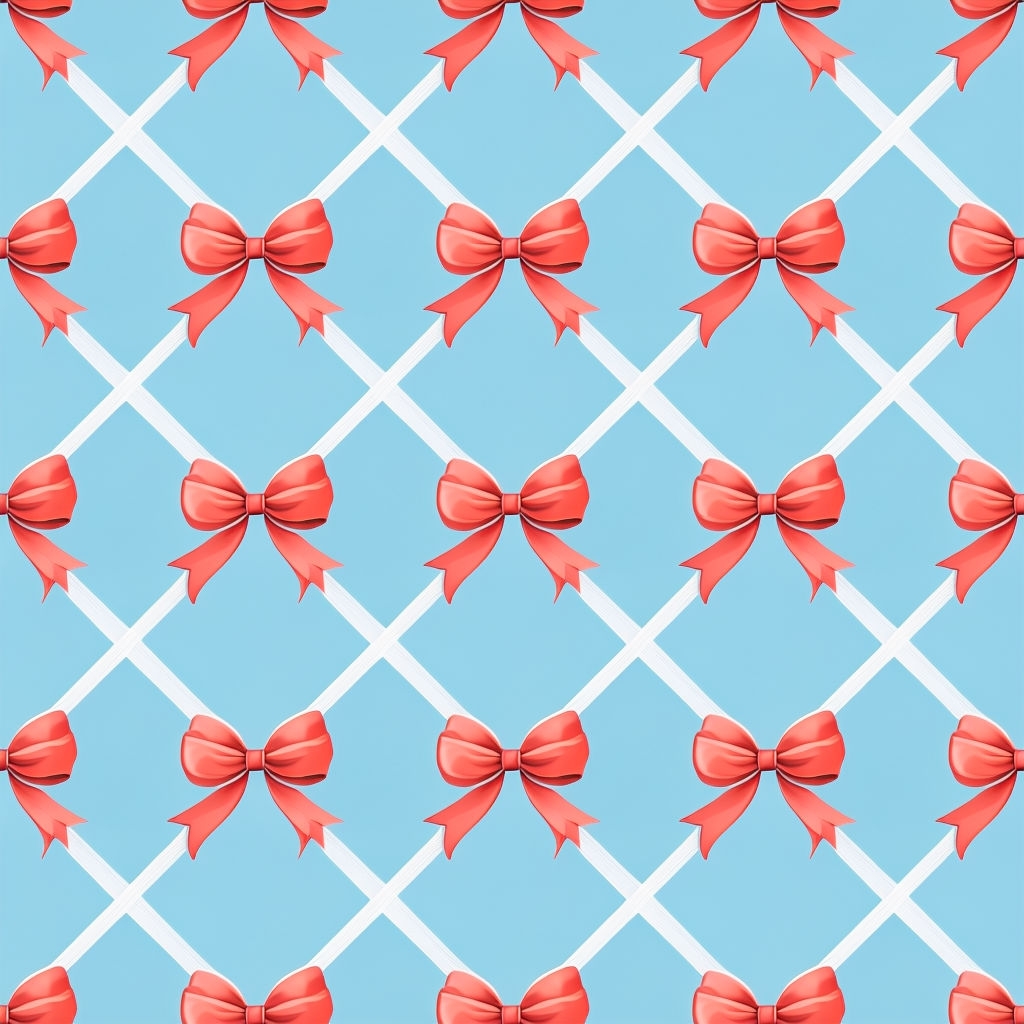 Light Blue Diamond and Coral Bow Seamless Pattern Design