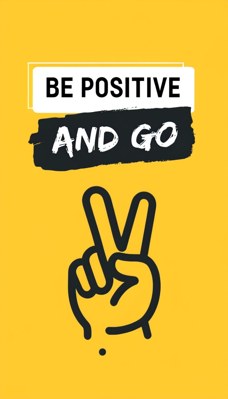 Be Positive Motivational Graphic on Bright Yellow Background Mobile Wallpaper