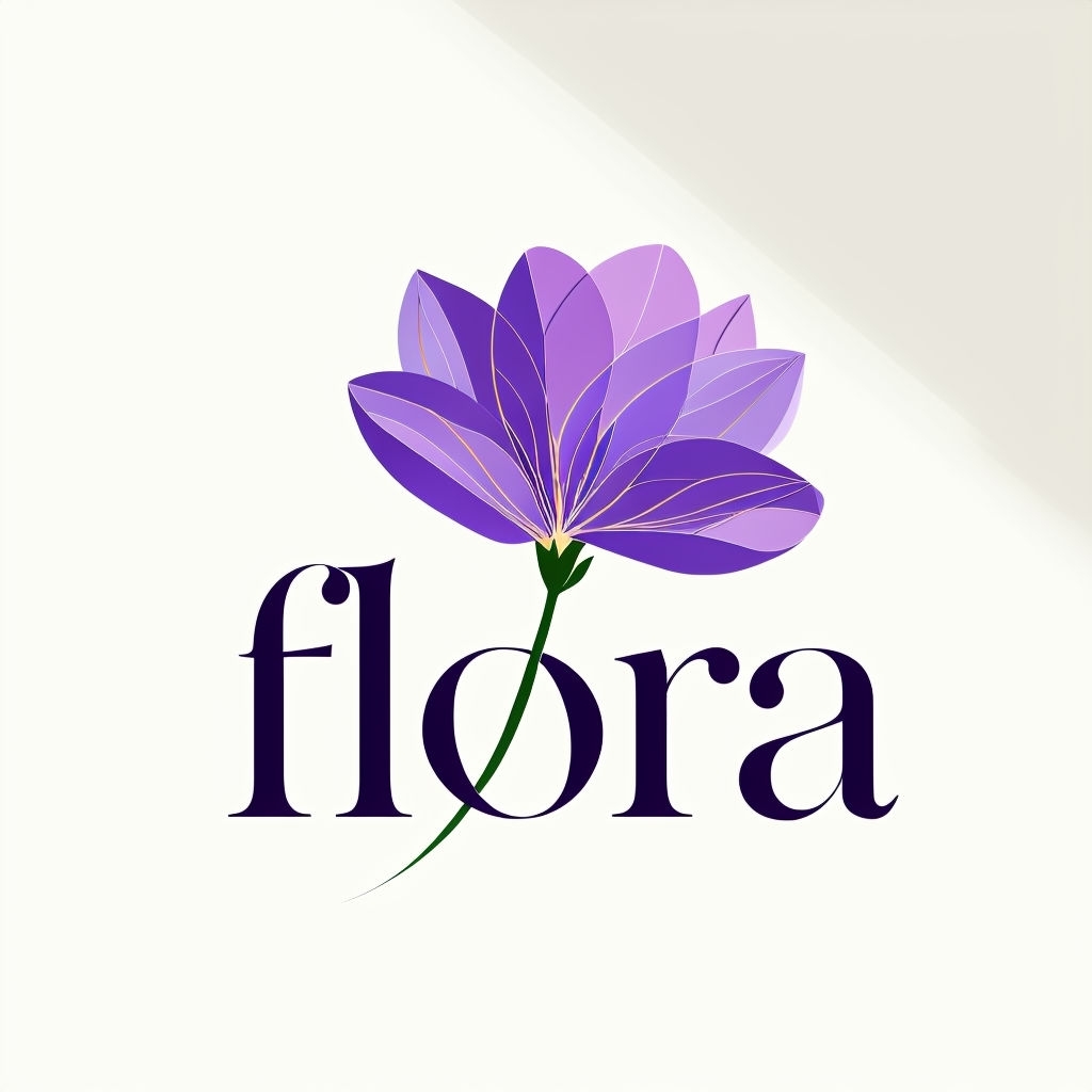 Elegant Floral Logo Design Featuring Purple Flower T-Shirt
