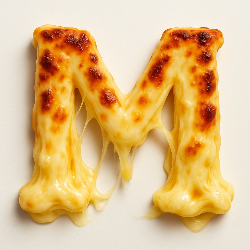 Melted Cheese Letter 'M' Close-Up Photograph Monogram