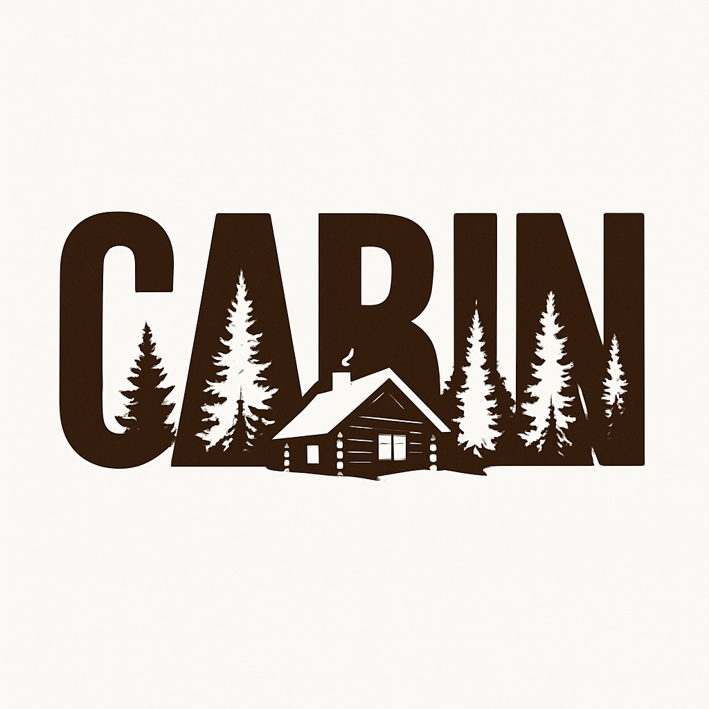 Minimalist Cabin Word Art with Pine Trees Illustration Sticker