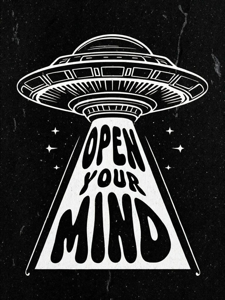 Retro UFO Open Your Mind Graphic Design Poster