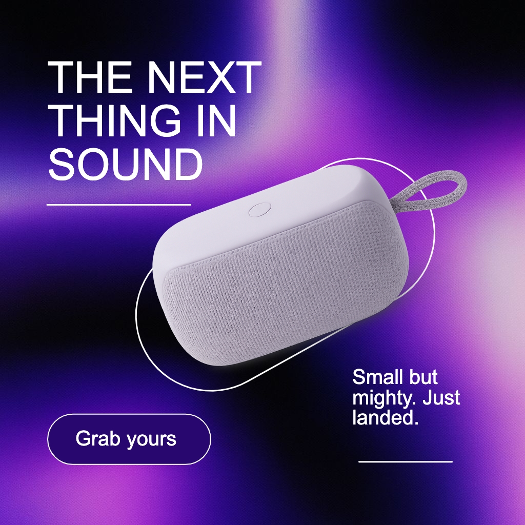 Modern Portable Bluetooth Speaker Advertisement Design for Instagram Posts