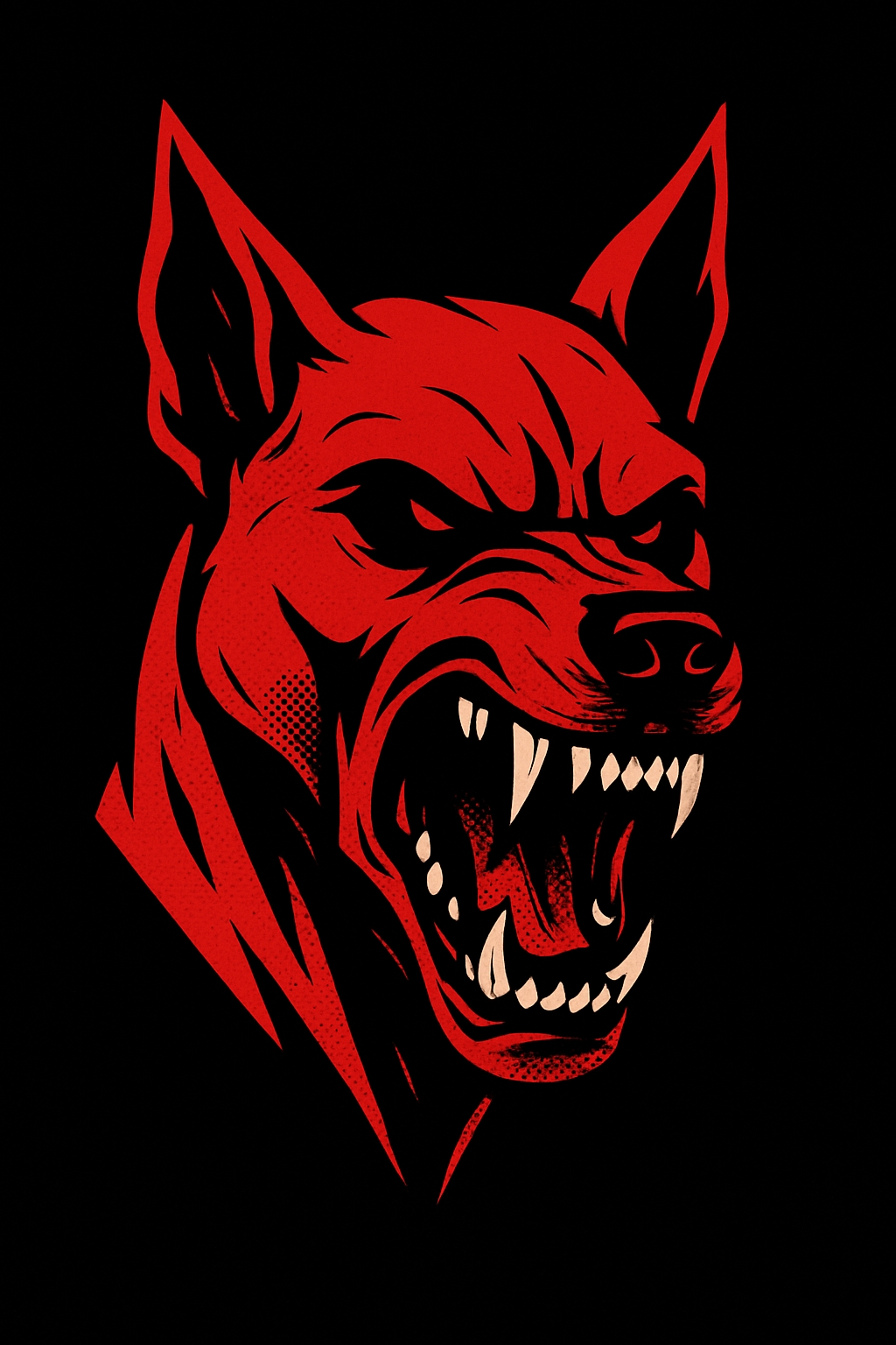 Fierce Angry Dog Illustration on Black Background T-shirt