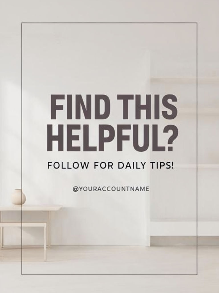 Minimalist Interior Graphic with Helpful Tips Text Social Media Post