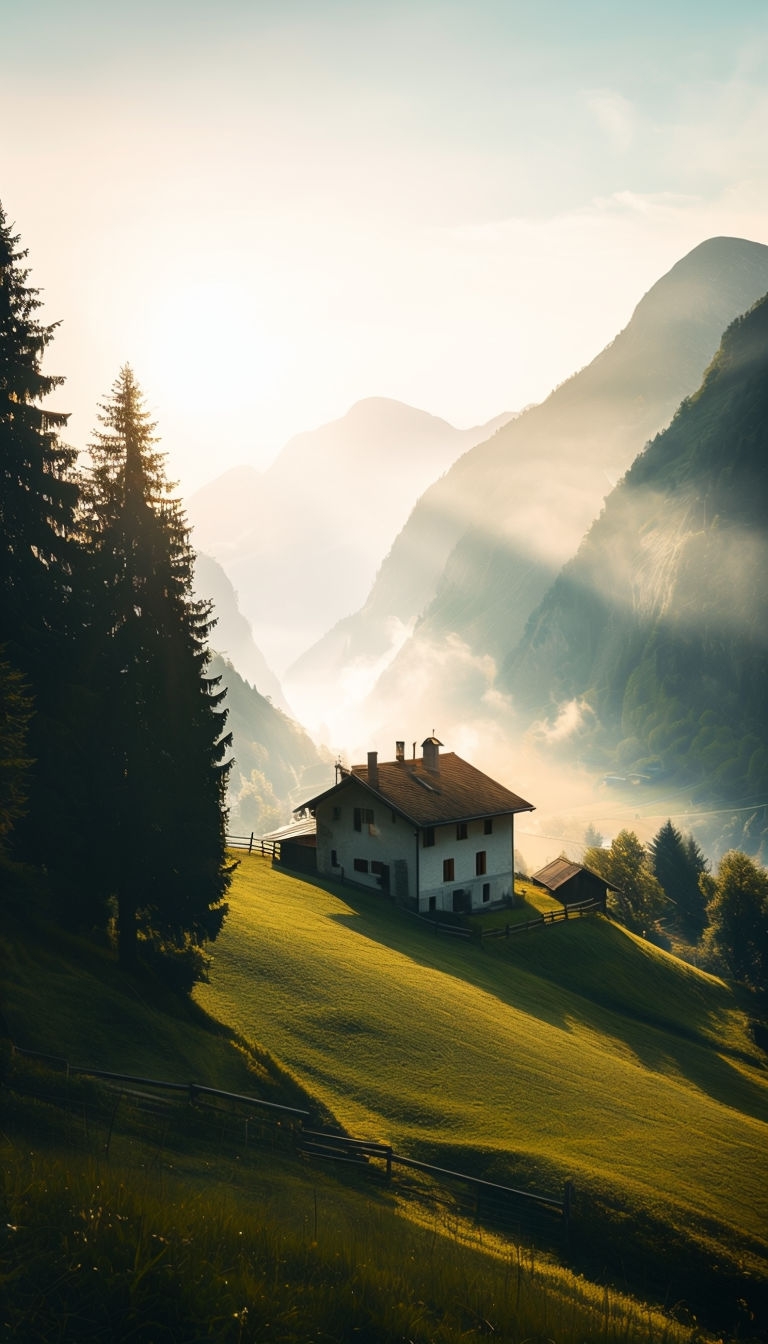 Tranquil Mountainous Sunrise Landscape Photography Mobile Wallpaper