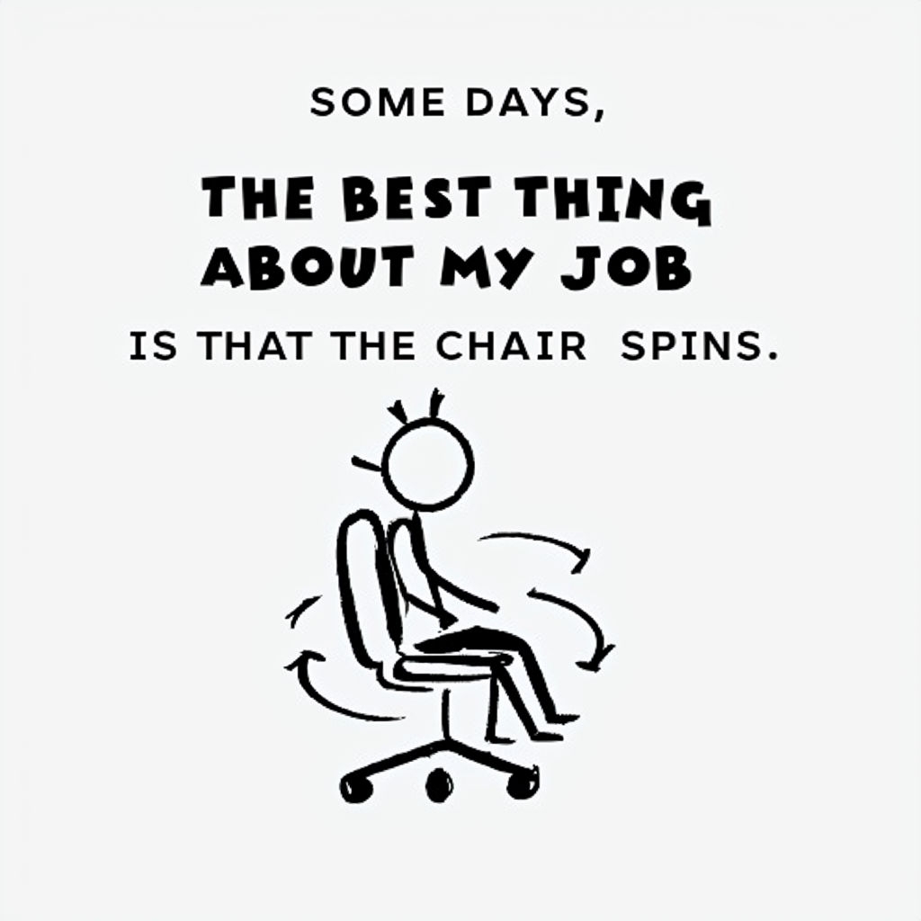 Humorous Stick Figure Office Chair Quote Design Mug