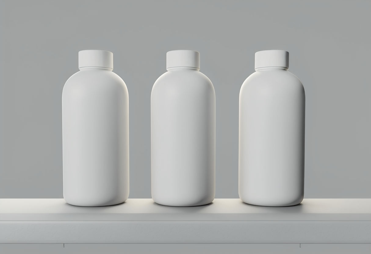 Minimalist 3D White Plastic Bottles Arrangement Art