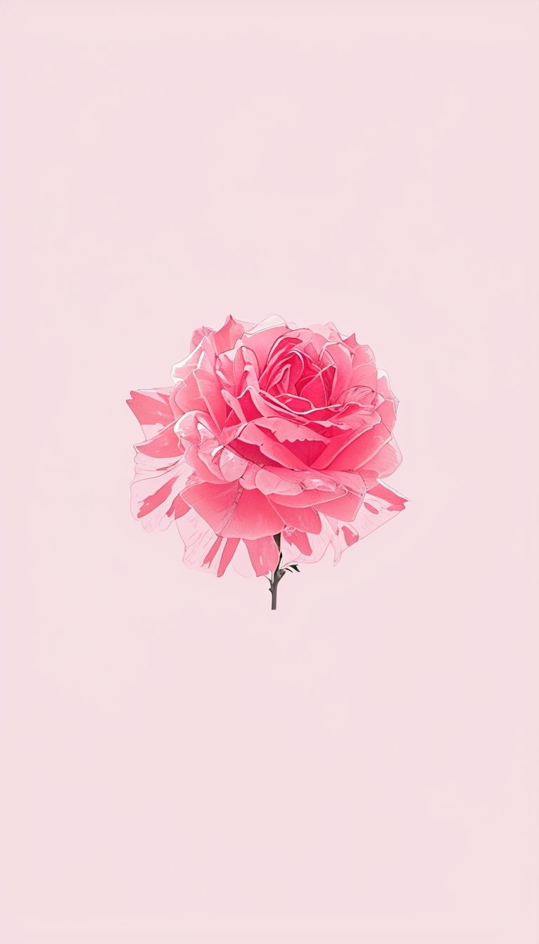 Minimalist Pink Rose Illustration on Light Background Phone Case Cover
