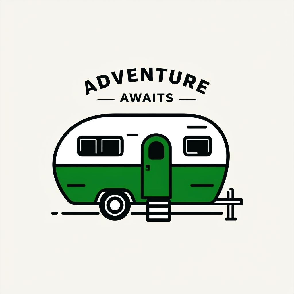 Retro Camper Trailer Adventure Awaits Minimalist Sticker