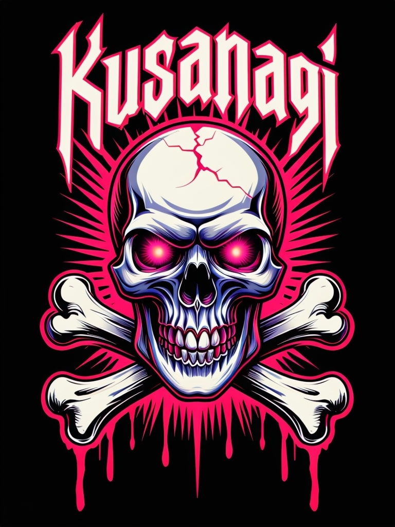 Menacing Skull with Gothic Text and Bone Design Poster