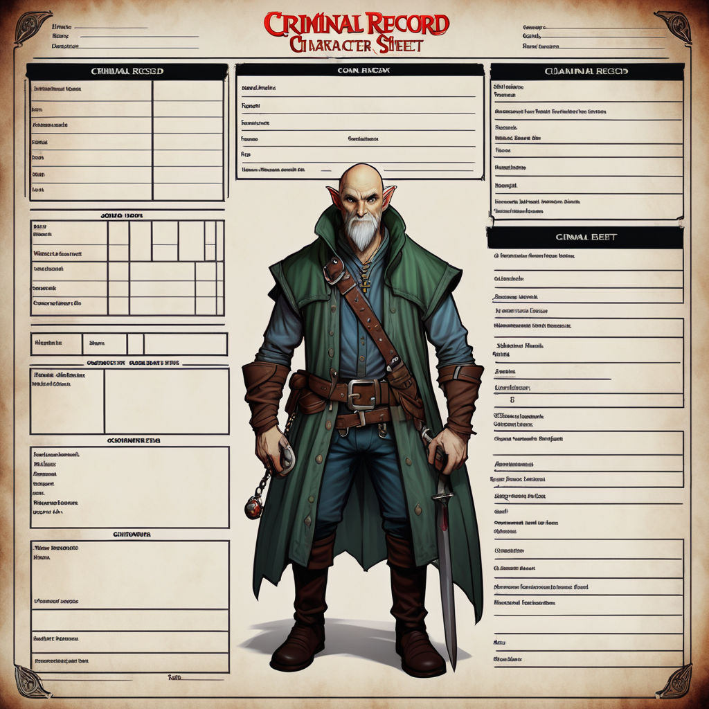 CRIMINAL RECORD Classic DnD 5e Character Sheet by AzureChamomille ...