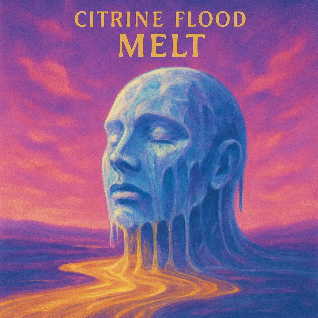Ethereal Citrine Flood Melt Surreal Digital Art Album Cover