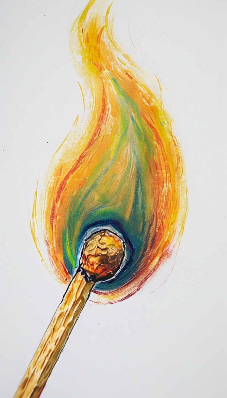 Vibrant Matchstick with Flame Impressionistic Art Phone Case Cover