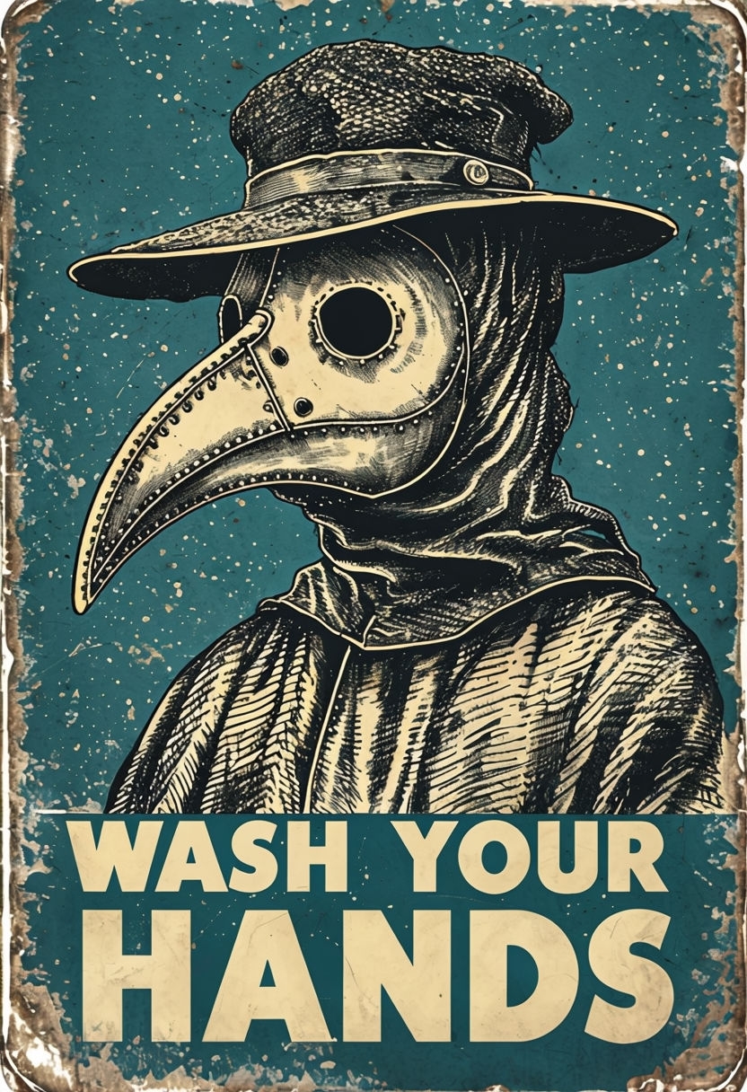 Vintage Plague Doctor Mask Wash Your Hands Poster