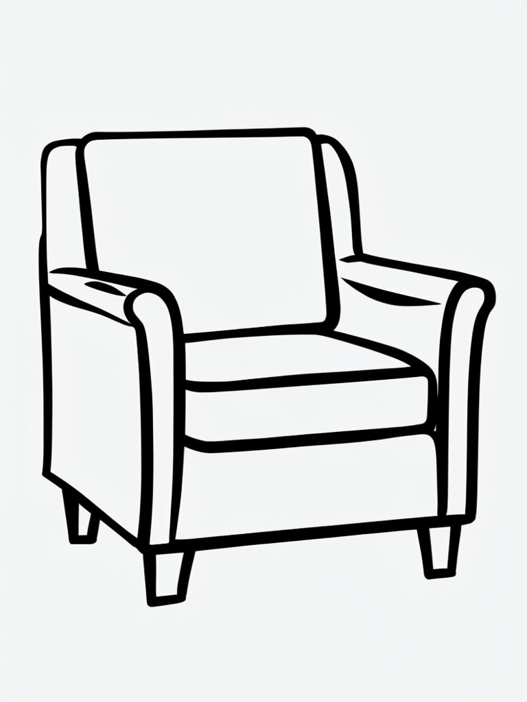 Minimalist Black and White Armchair Line Drawing Coloring Book Page