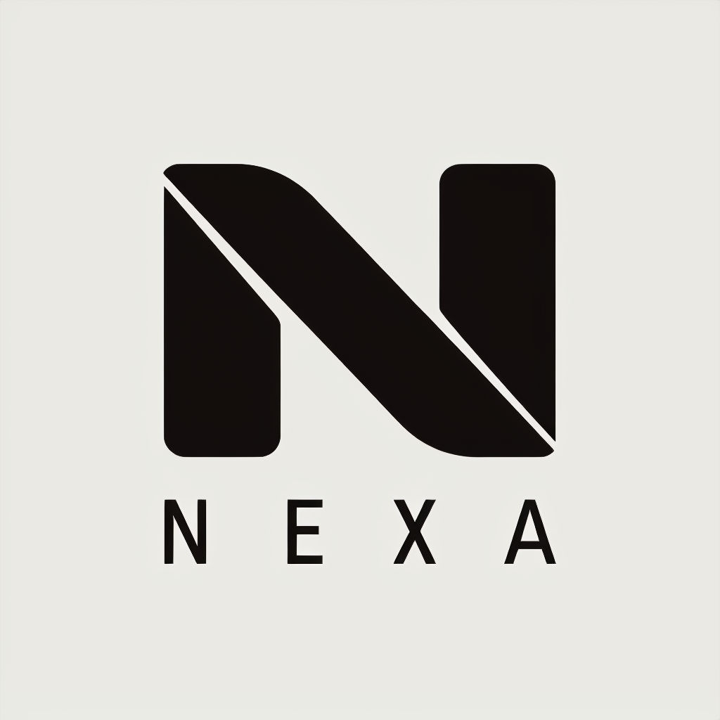 Modern Minimalist Black NEXA Logo Design on Light Gray Background Logo