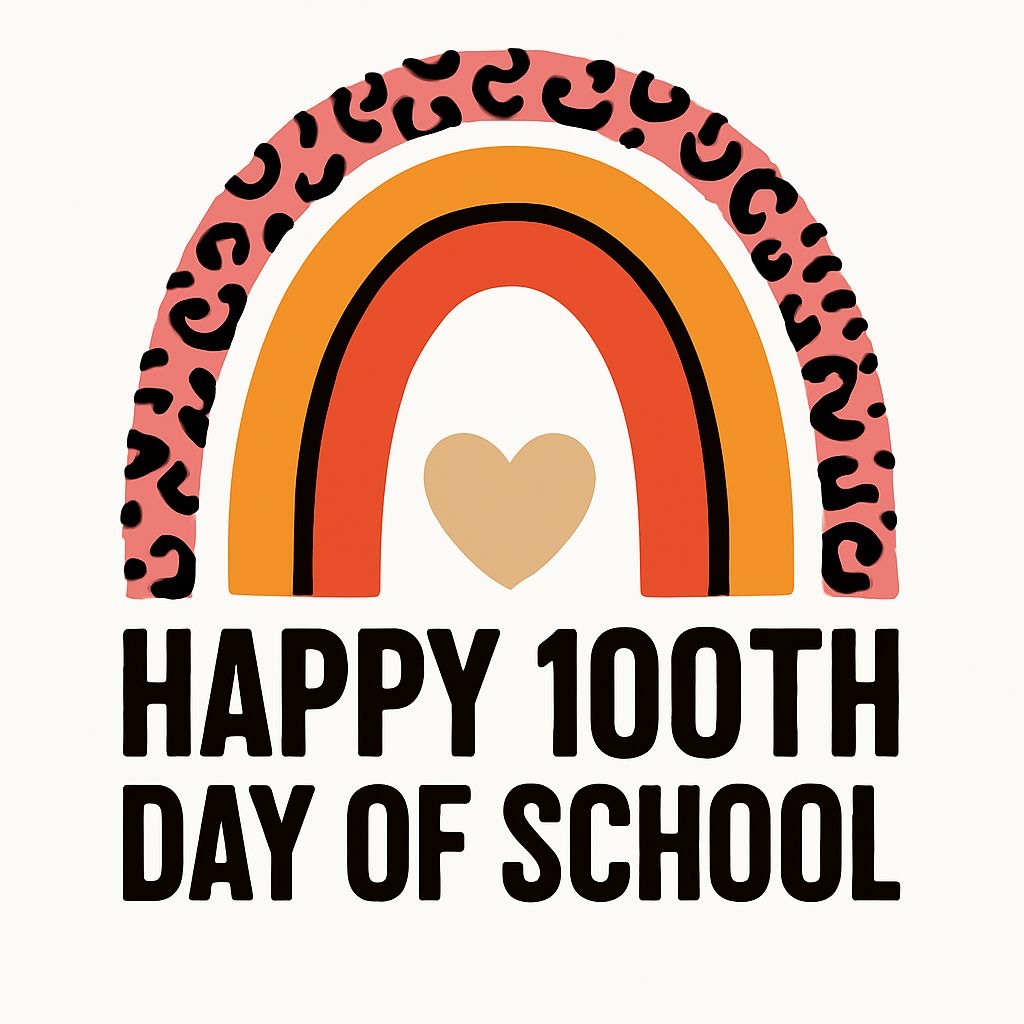 Happy 100th Day of School Rainbow Illustration T-Shirt
