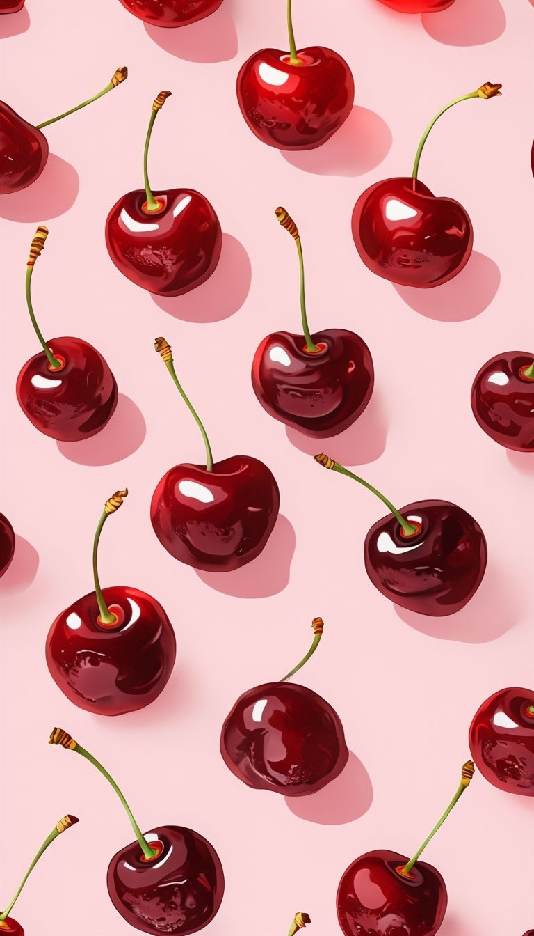 Realistic Fresh Red Cherries Illustration on Pink Background Phone Case Cover