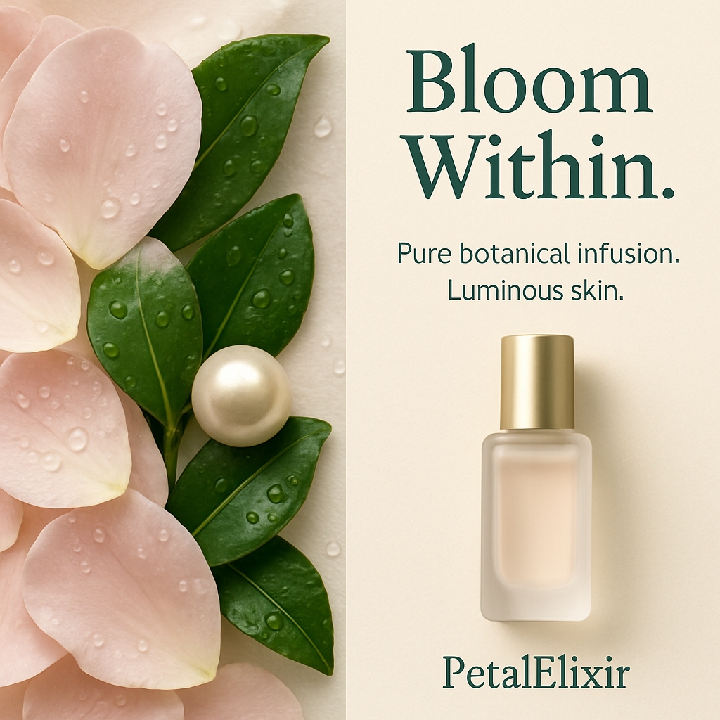 Elegant Bloom Within Skincare Ad Featuring Botanical Elements