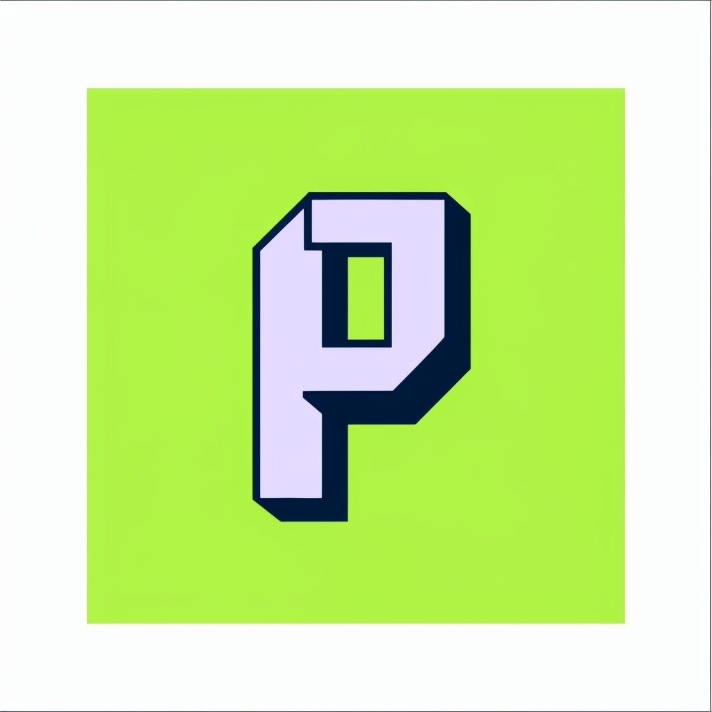 Bold Geometric Letter P in Lavender and Navy Logo