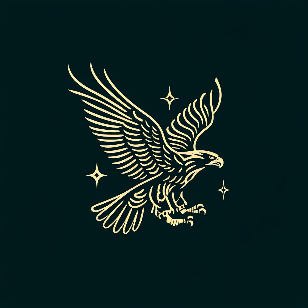 Stylish Golden Eagle in Flight Minimalist Logo