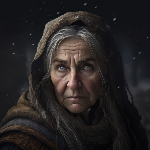 Old dwarf woman scar across eye winter snow blizzard tough... by Jason ...