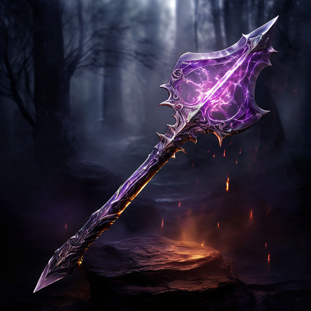 Fantasy halberd radiating magical purple energy by Rhox Omega - Playground