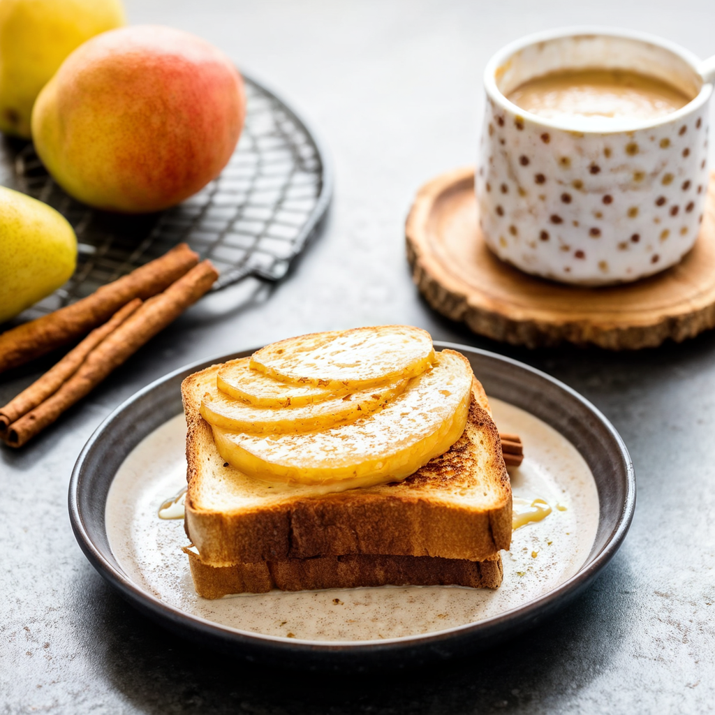 Pear cinnamon toast (Birnen-Zimt-Toast) prepared in a hot ai... by ...