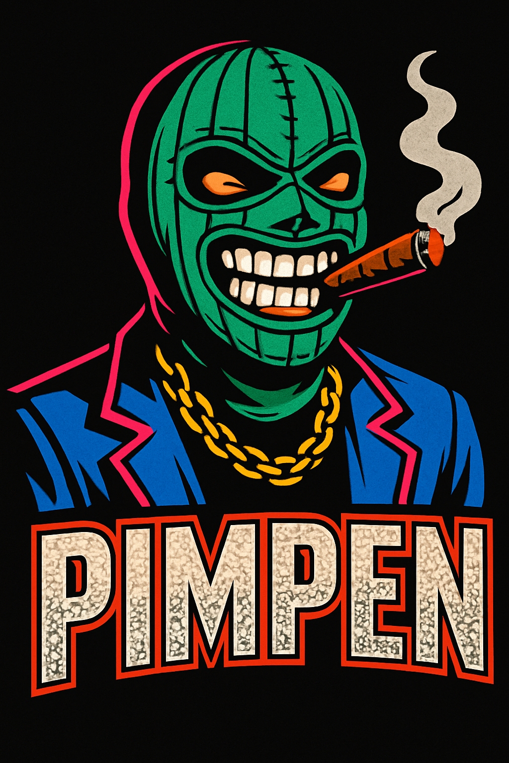 Bold Comic Book Character with Green Mask T-Shirt