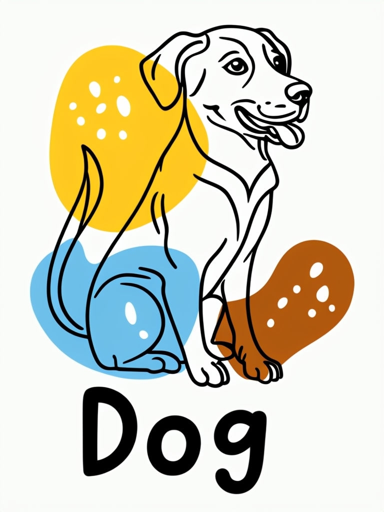 Minimalist Line Art Dog Illustration T-Shirt