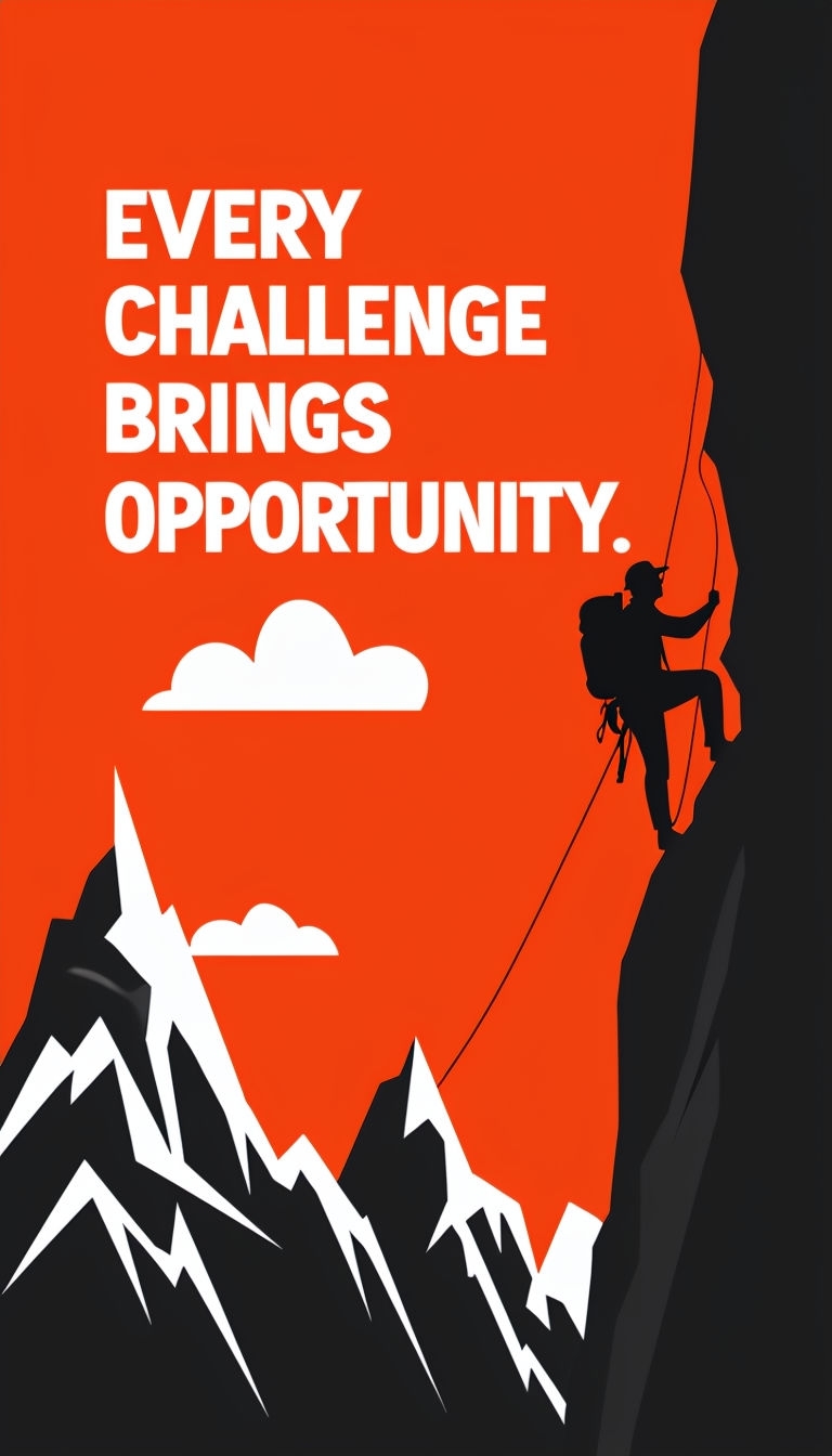 Motivational Mountain Climber Poster with Inspiring Quote Mobile Wallpaper