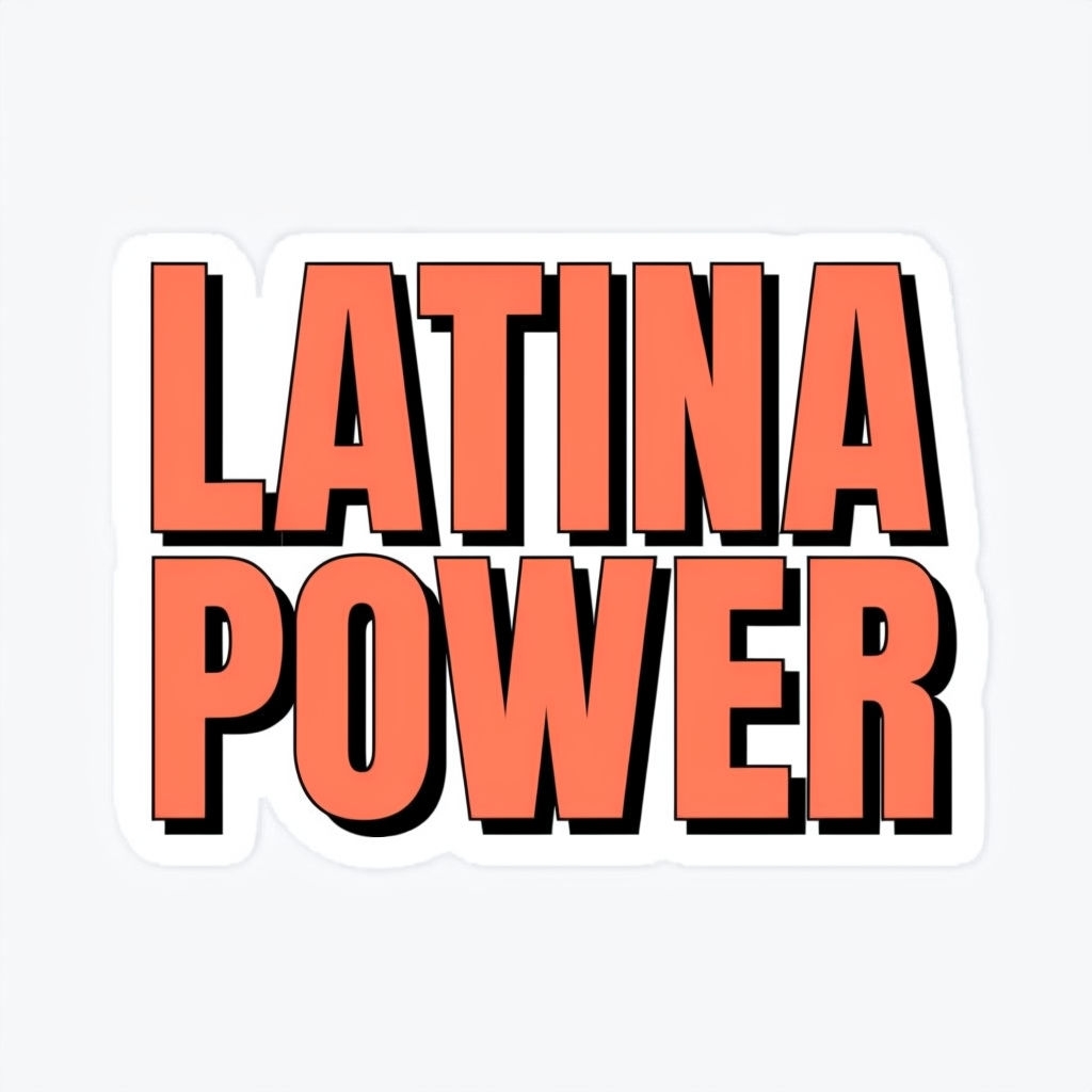 Bold Latina Power Empowering Sticker Design with Modern Typography