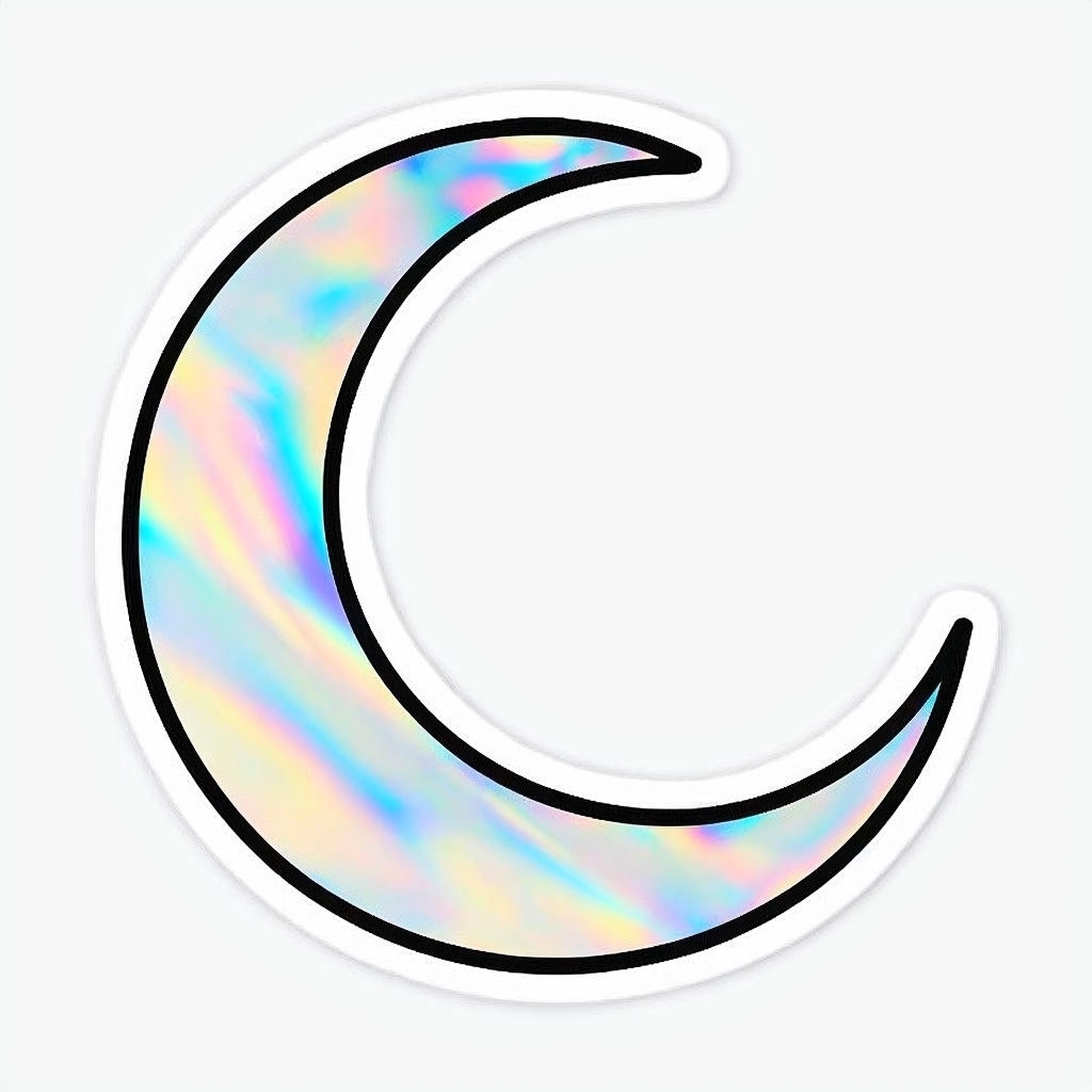 Holographic Crescent Moon Modern Sticker Design