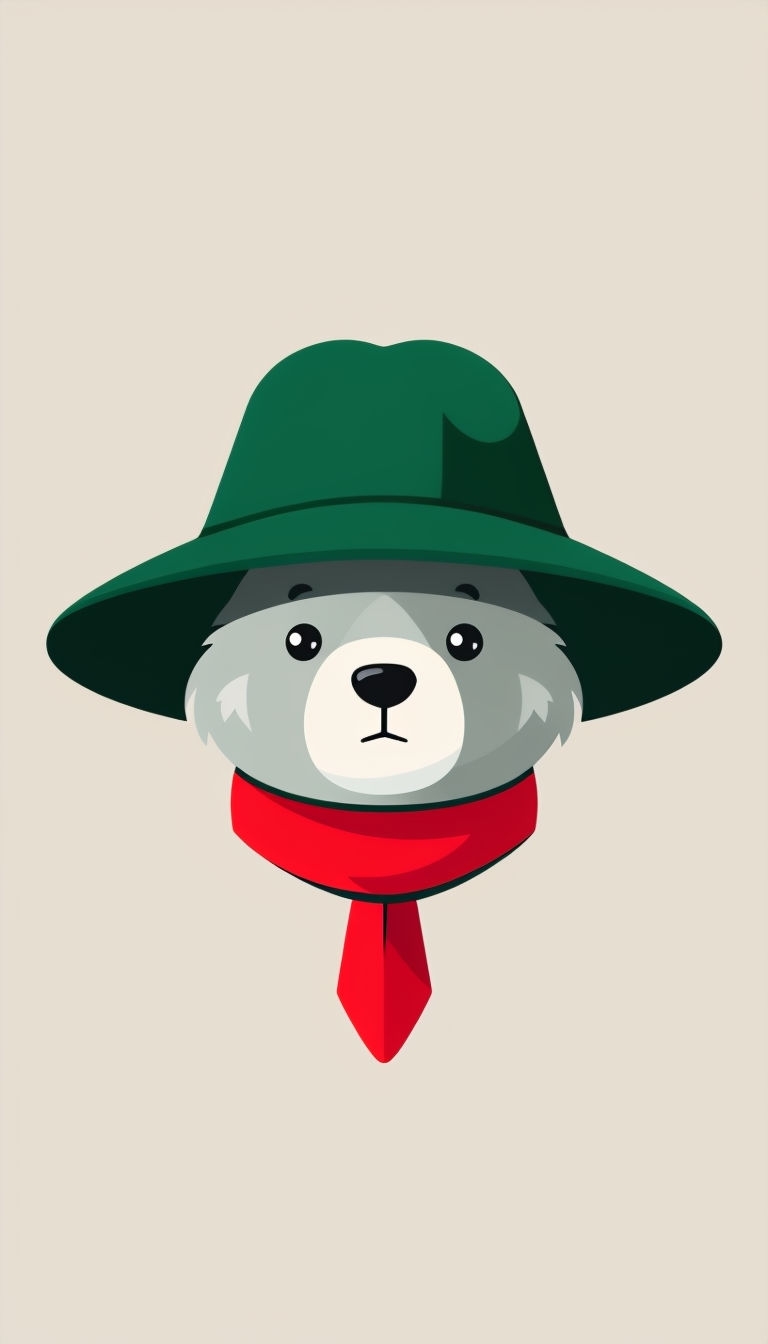 Cute Minimalist Bear Head with Forest Green Hat Phone Case Cover