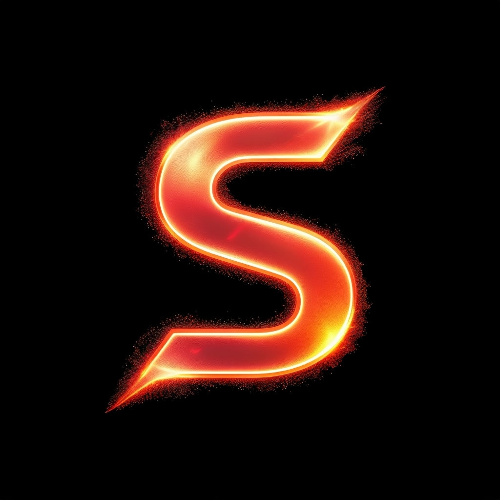Futuristic Glowing 'S' Monogram Design on Black Background Monogram