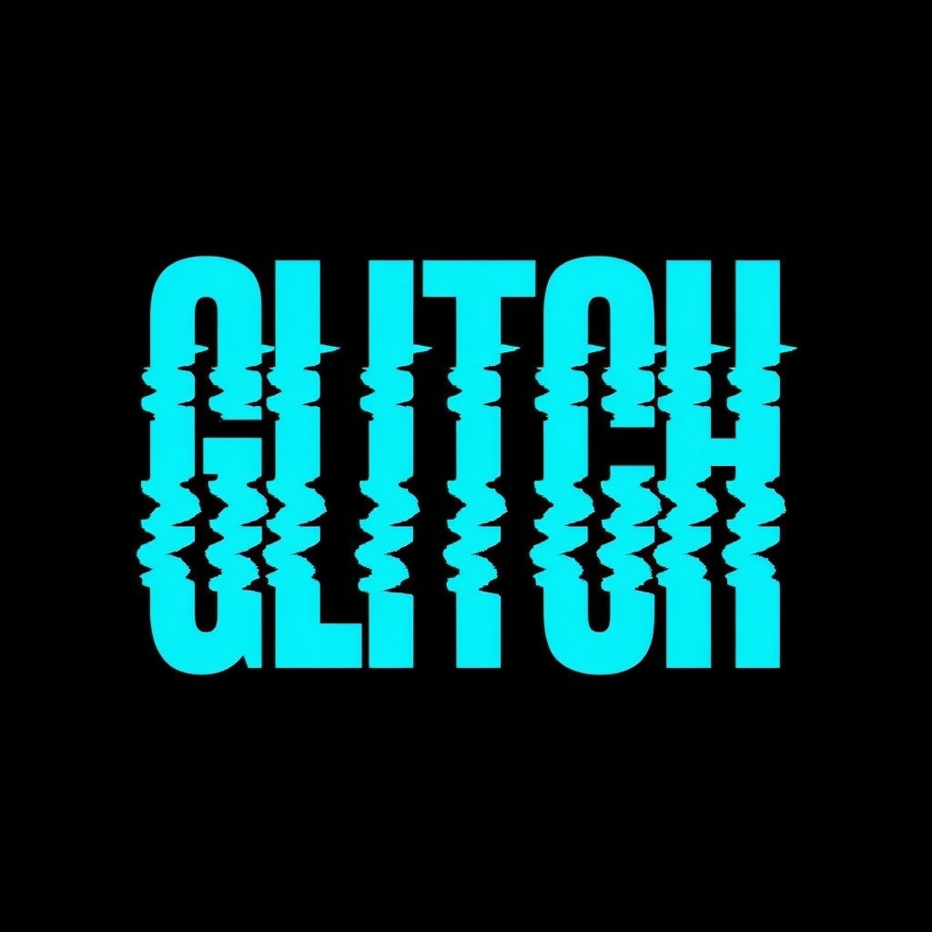 Bold Electric Cyan Glitch Typography T-Shirt
