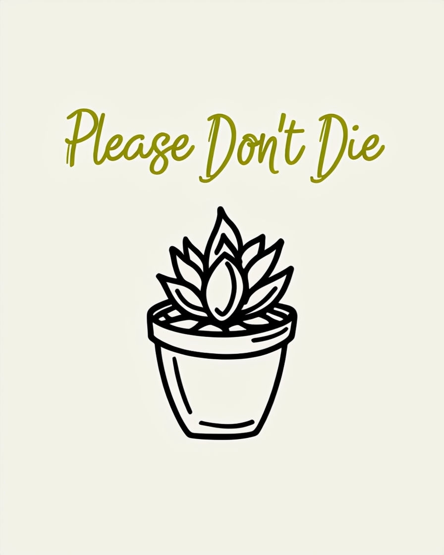 Minimalist Succulent Plant with Humorous Text T-Shirt