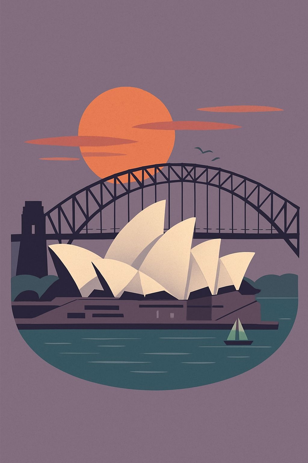 Minimalist Sydney Landmarks Illustration T-Shirt