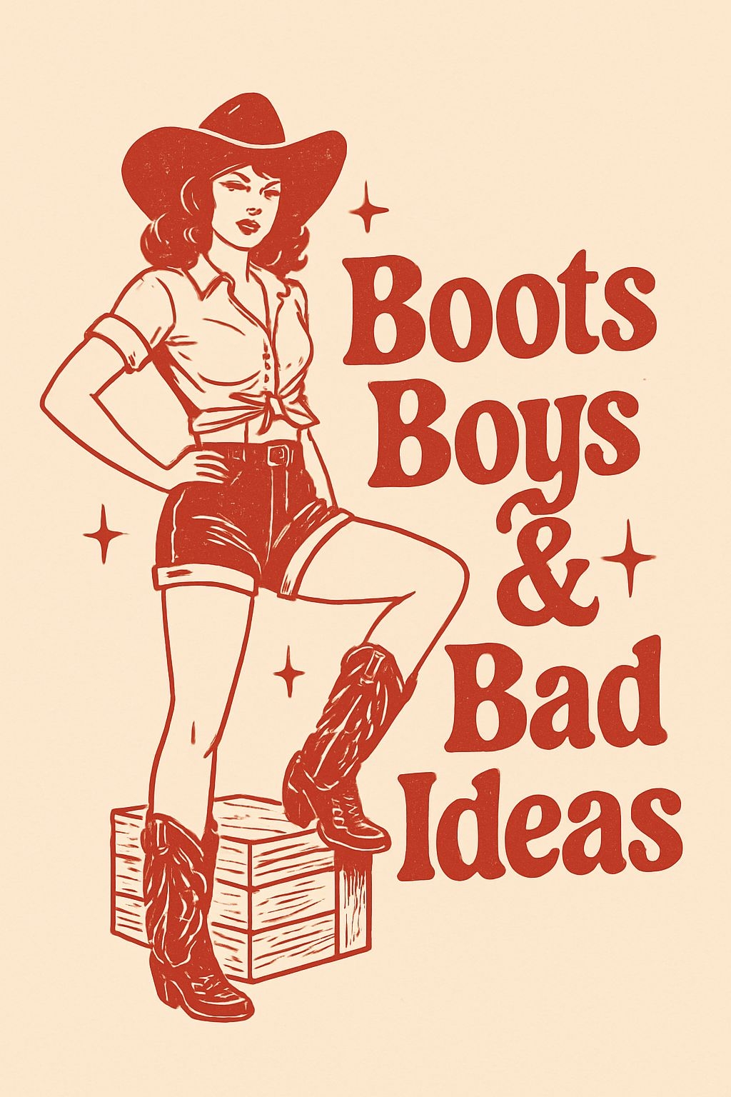 Vintage Western Pin-Up Girl with Cowboy Boots Poster