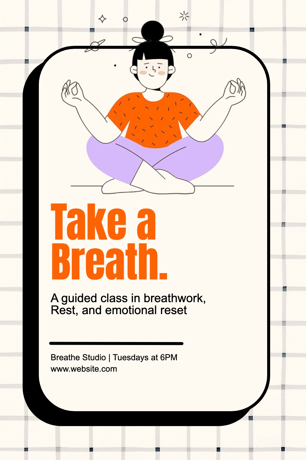Meditative Lotus Position Illustration for Relaxation Class Flyer