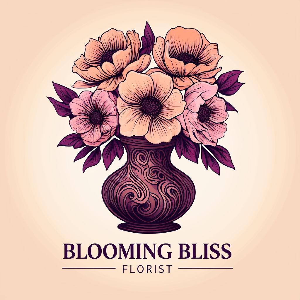 Elegant Blooming Bliss Florist Logo Illustration