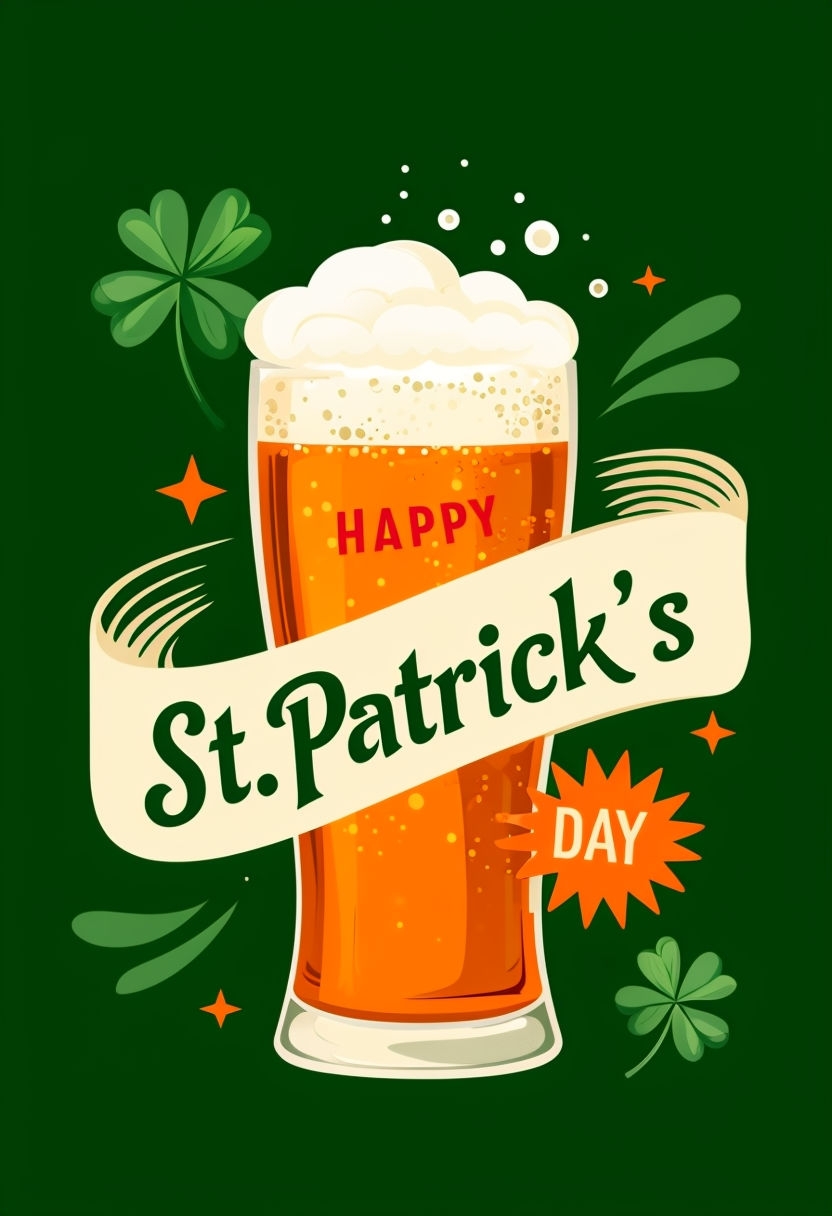 Festive St. Patrick's Day Beer Greeting Card Design