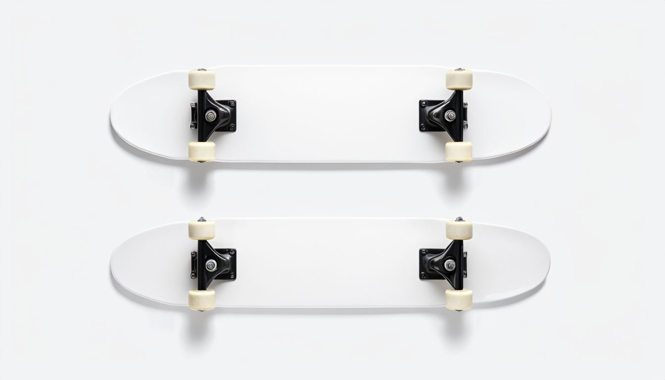 Minimalist White Skateboards Overhead Mockup for Custom Branding Mockup