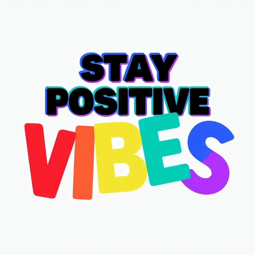 Colorful Stay Positive Vibes Typography Sticker