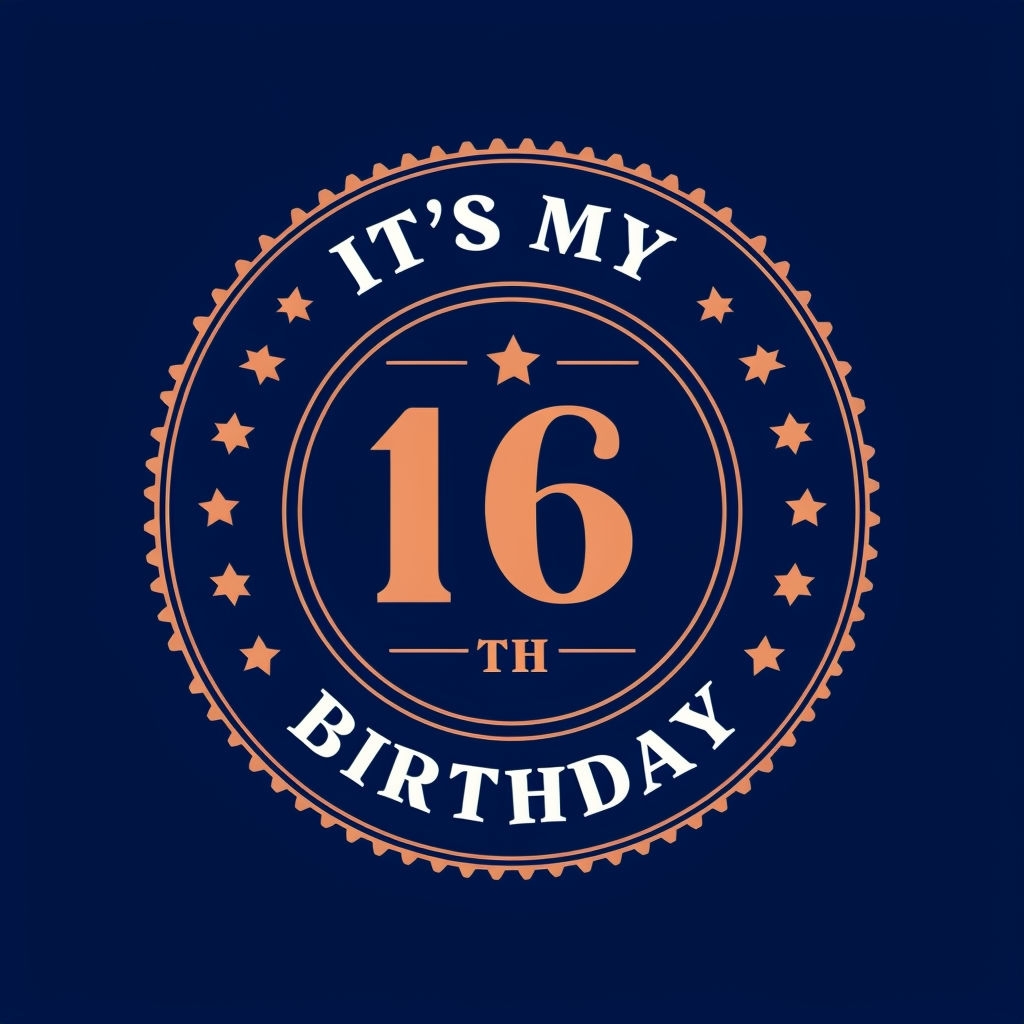 Navy Blue 16th Birthday Celebration Emblem T-Shirt